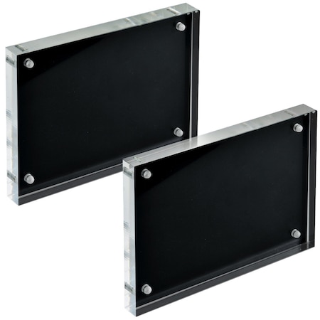 Azar Displays Black Acrylic Block with Metal Back Plate 5 in. X 7 in., 2PK 104667-BLK-2PK